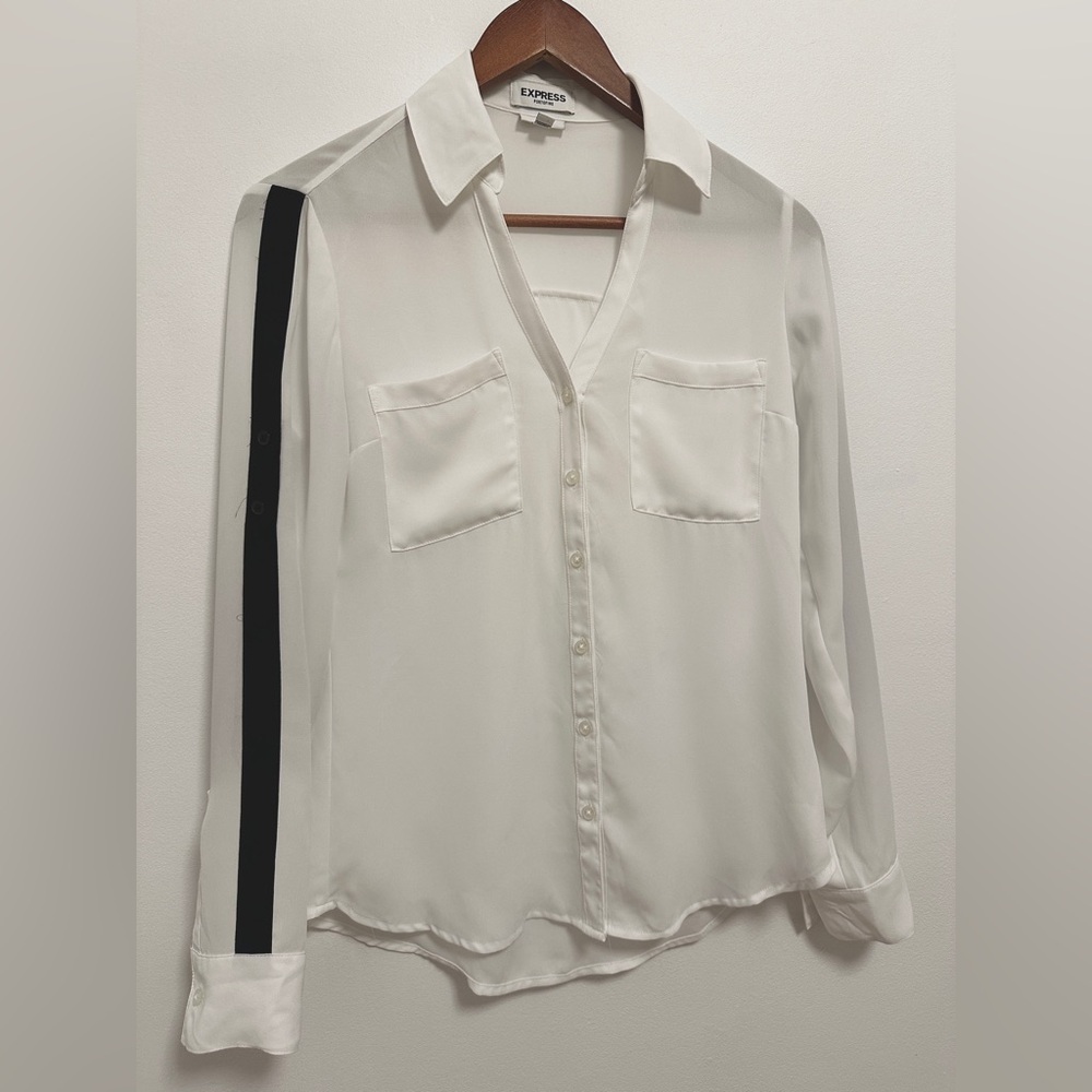 Express White Button-Down Blouse SIZE XS Slim